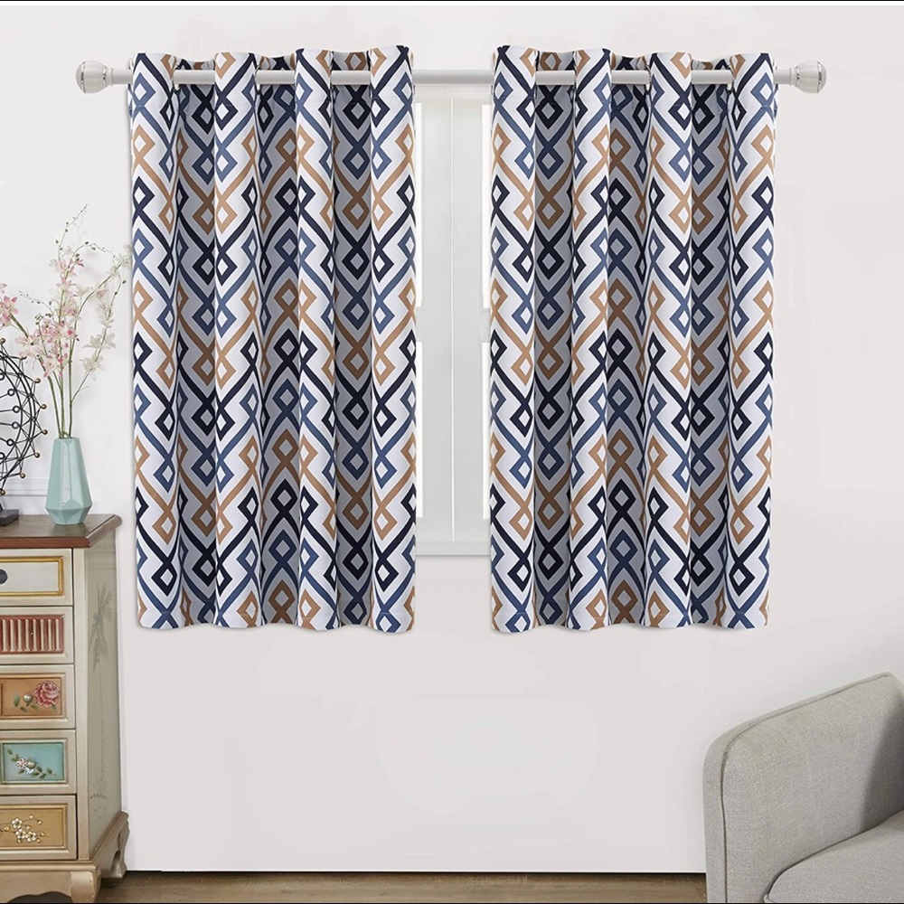 Set Of 2 Geometric Printed Blackout Curtains